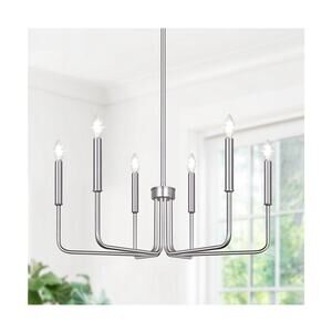 6-Light Farmhouse 6-Light - Brushed Nickel (No assembly light fixture)
